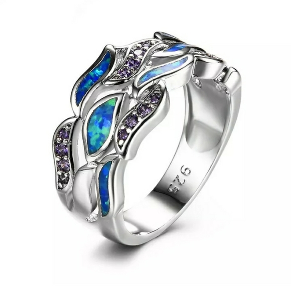 Jewelry - 🍬CLEARANCE 925 Blue Fire Opal Band Ring Size 6